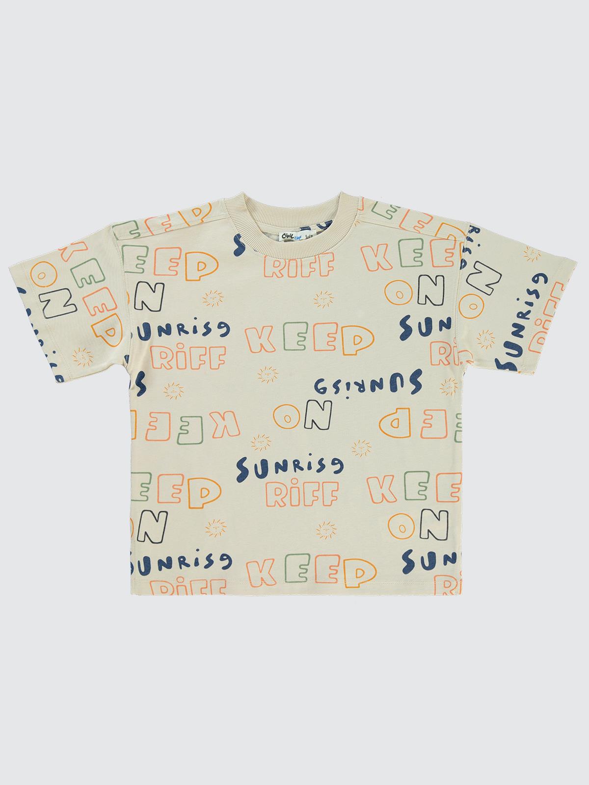 Civil Boys Keep On Empirme Oversize 6-9 Yaş Tişört - Bej