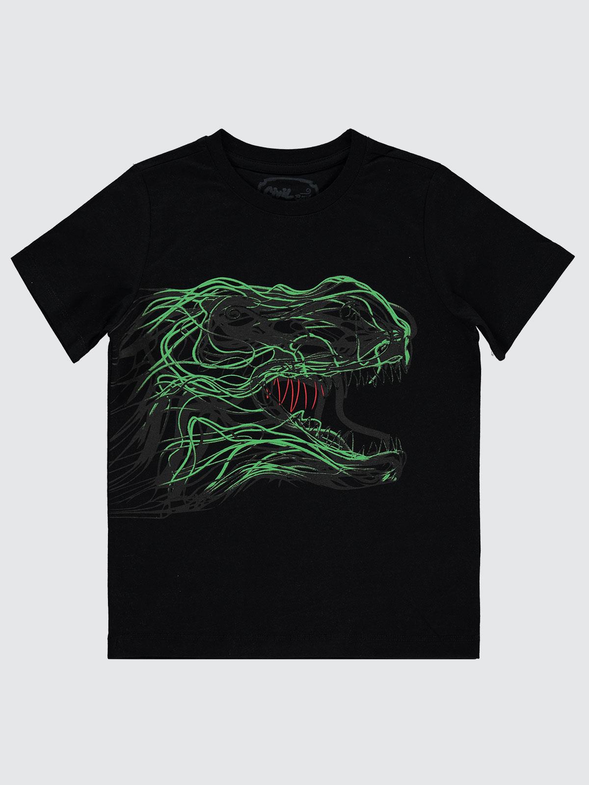 Civil Boys Dinozor Baskılı 10-13 Yaş Tişört - Siyah