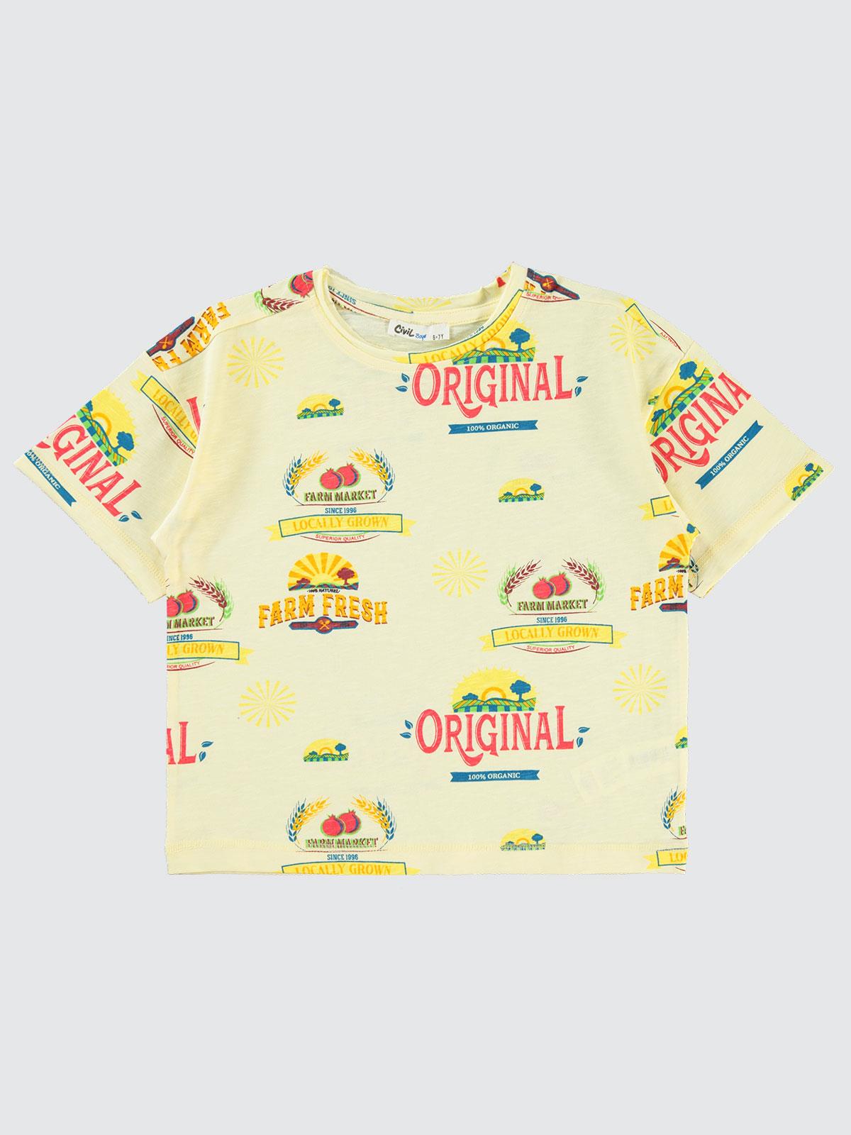 Civil Boys Farm Empirme Oversize 10-13 Yaş Tişört - Sarı