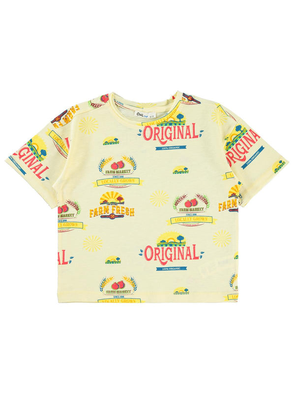 Civil Boys Farm Empirme Oversize 10-13 Yaş Tişört - Sarı