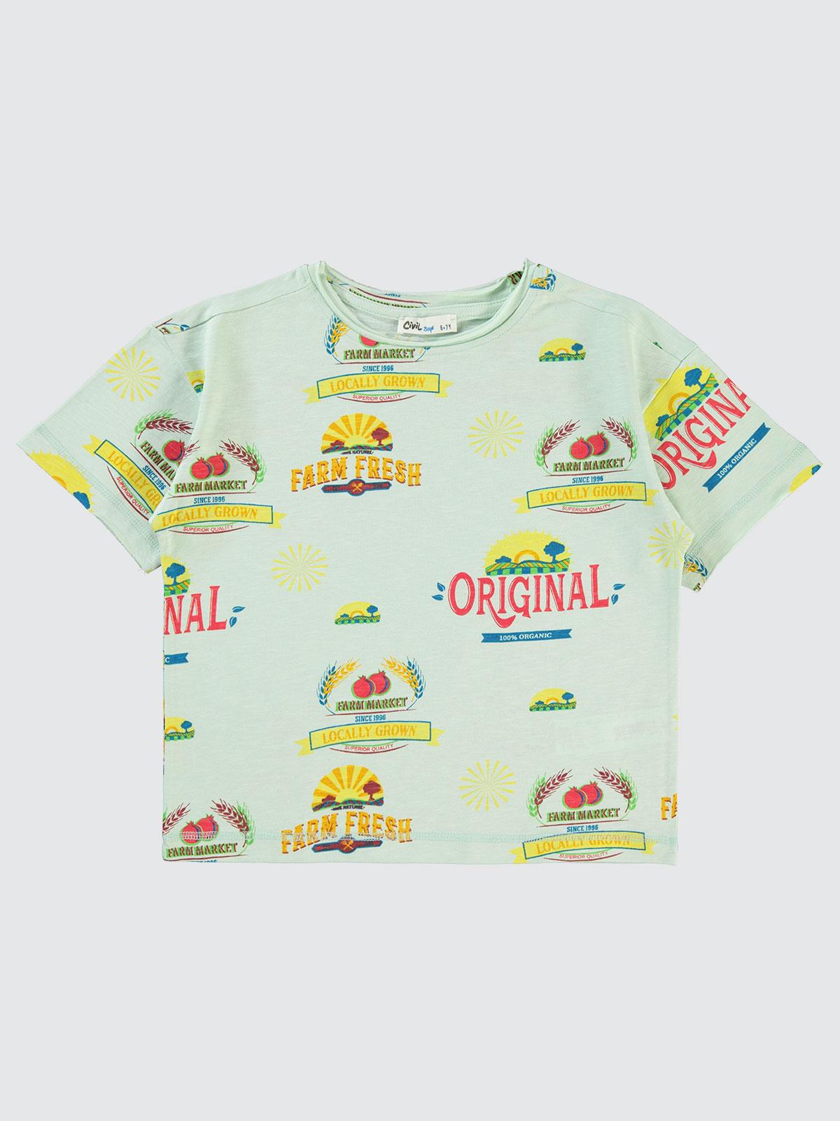 Civil Boys Farm Empirme Oversize 6-9 Yaş Tişört - Yeşil