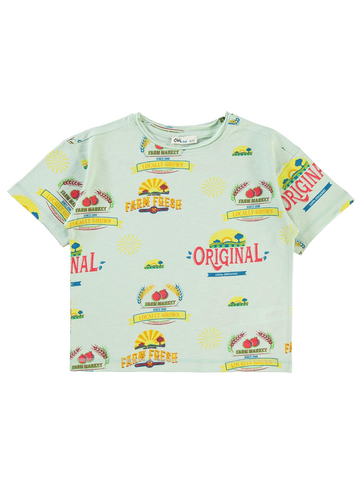 Civil Boys Farm Empirme Oversize 6-9 Yaş Tişört - Yeşil
