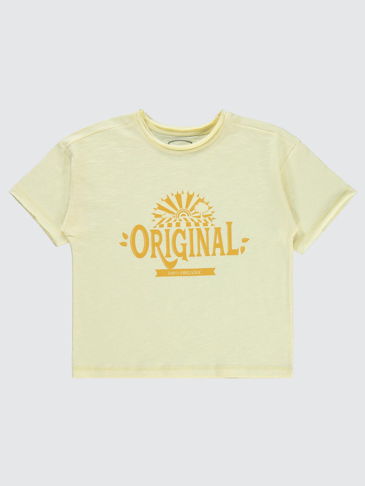 Civil Boys Orıgınal Baskılı Oversize 10-13 Yaş Tişört - Sarı