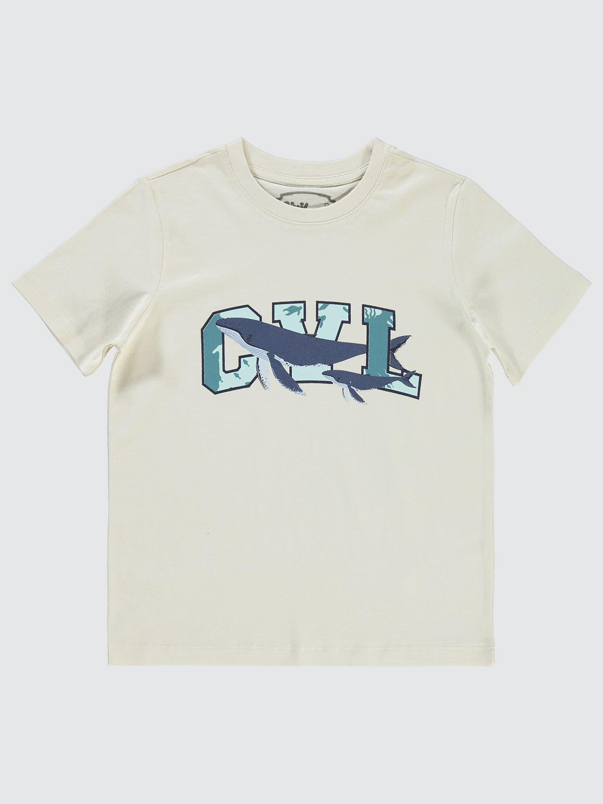 Civil Boys Cvl Balina Baskılı 10-13 Yaş Tişört - Fil Dişi