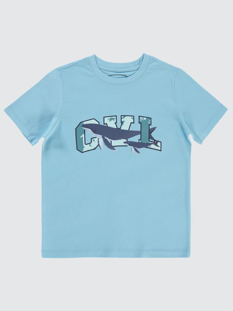 Civil Boys Cvl Balina Baskılı 10-13 Yaş Tişört - Mavi