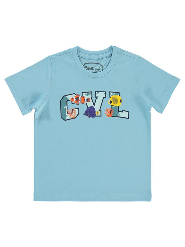 Civil Boys Cvl Balıklar Baskılı 2-5 Yaş Tişört - Mavi