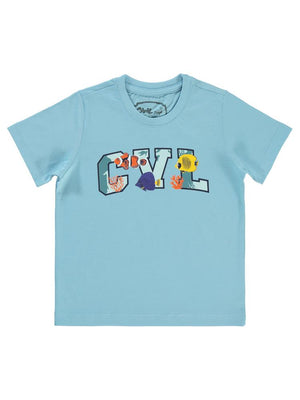 Civil Boys Cvl Balıklar Baskılı 2-5 Yaş Tişört - Mavi
