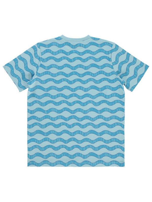 Civil Boys Dalga Empirme Tekne Baskılı 10-13 Yaş Tişört - Mavi