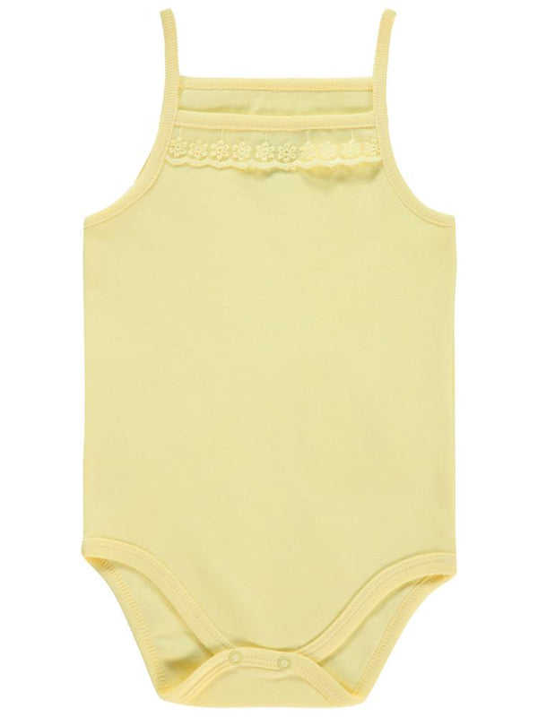 Civil Baby Penye İp Askılı Dantelli 2-3 Yaş Kız Çıtçıtlı Badi - Sarı