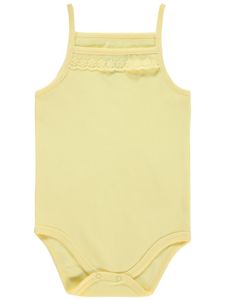 Civil Baby Penye İp Askılı Dantelli 2-3 Yaş Kız Çıtçıtlı Badi - Sarı