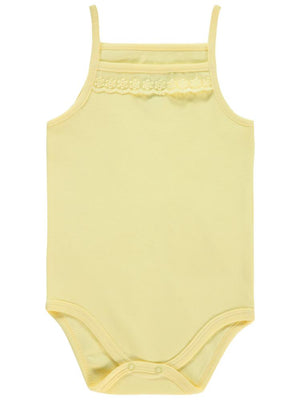 Civil Baby Penye İp Askılı Dantelli 2-3 Yaş Kız Çıtçıtlı Badi - Sarı