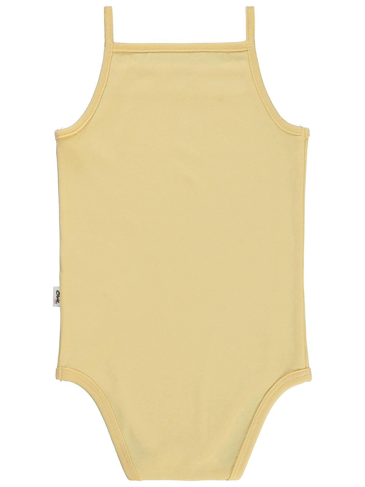 Civil Baby Penye İp Askılı Dantelli 2-3 Yaş Kız Çıtçıtlı Badi - Sarı