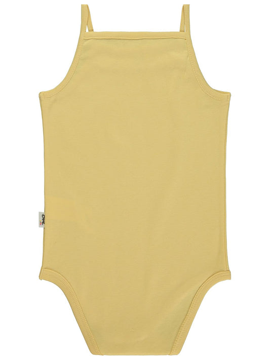Civil Baby Penye İp Askılı Dantelli 3-9 Ay Kız Çıtçıtlı Badi - Sarı