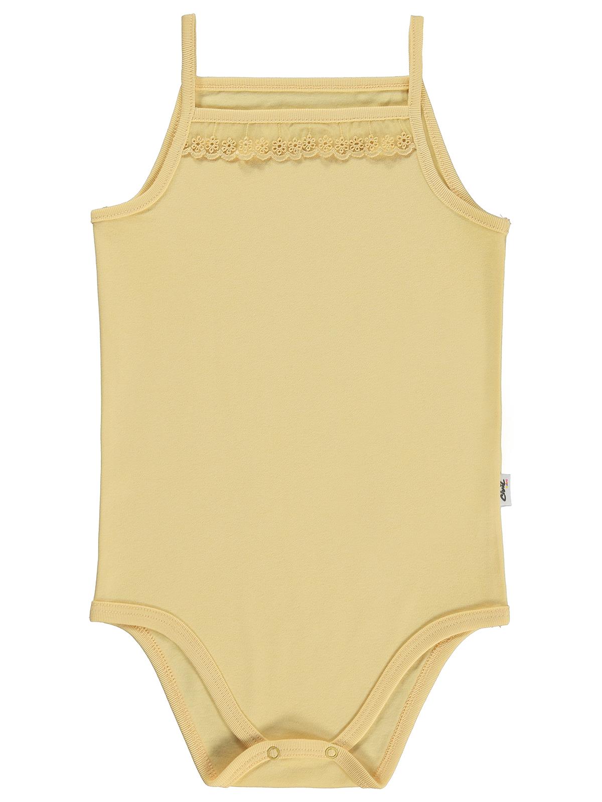 Civil Baby Penye İp Askılı Dantelli 2-3 Yaş Kız Çıtçıtlı Badi - Sarı