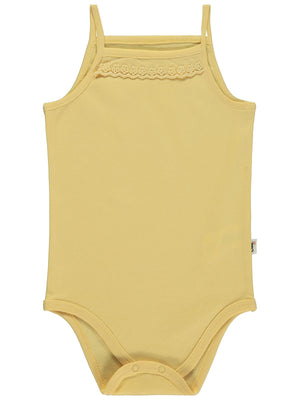 Civil Baby Penye İp Askılı Dantelli 2-3 Yaş Kız Çıtçıtlı Badi - Sarı