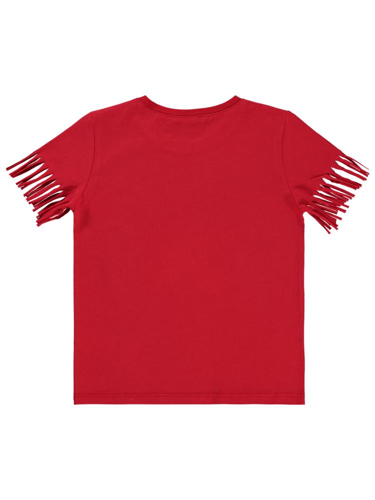 Civil Girls Yıldız Baskılı 4-9 Yaş Tişört - Kırmızı