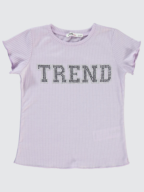 Civil Girls Derby Ribana Trend Taş İşlemeli 2-5 Yaş Tişört - Lila