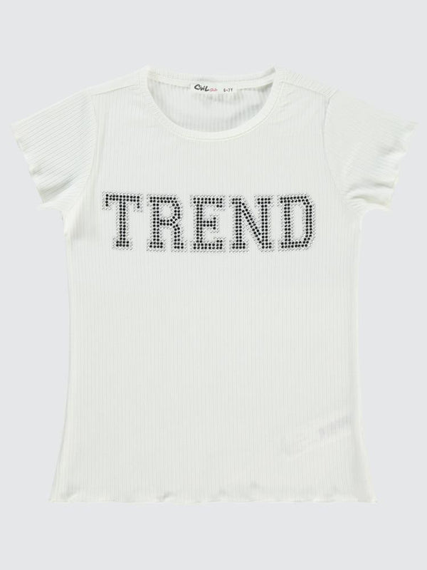Civil Girls Derby Ribana Trend Taş İşlemeli 10-13 Yaş Tişört - Beyaz