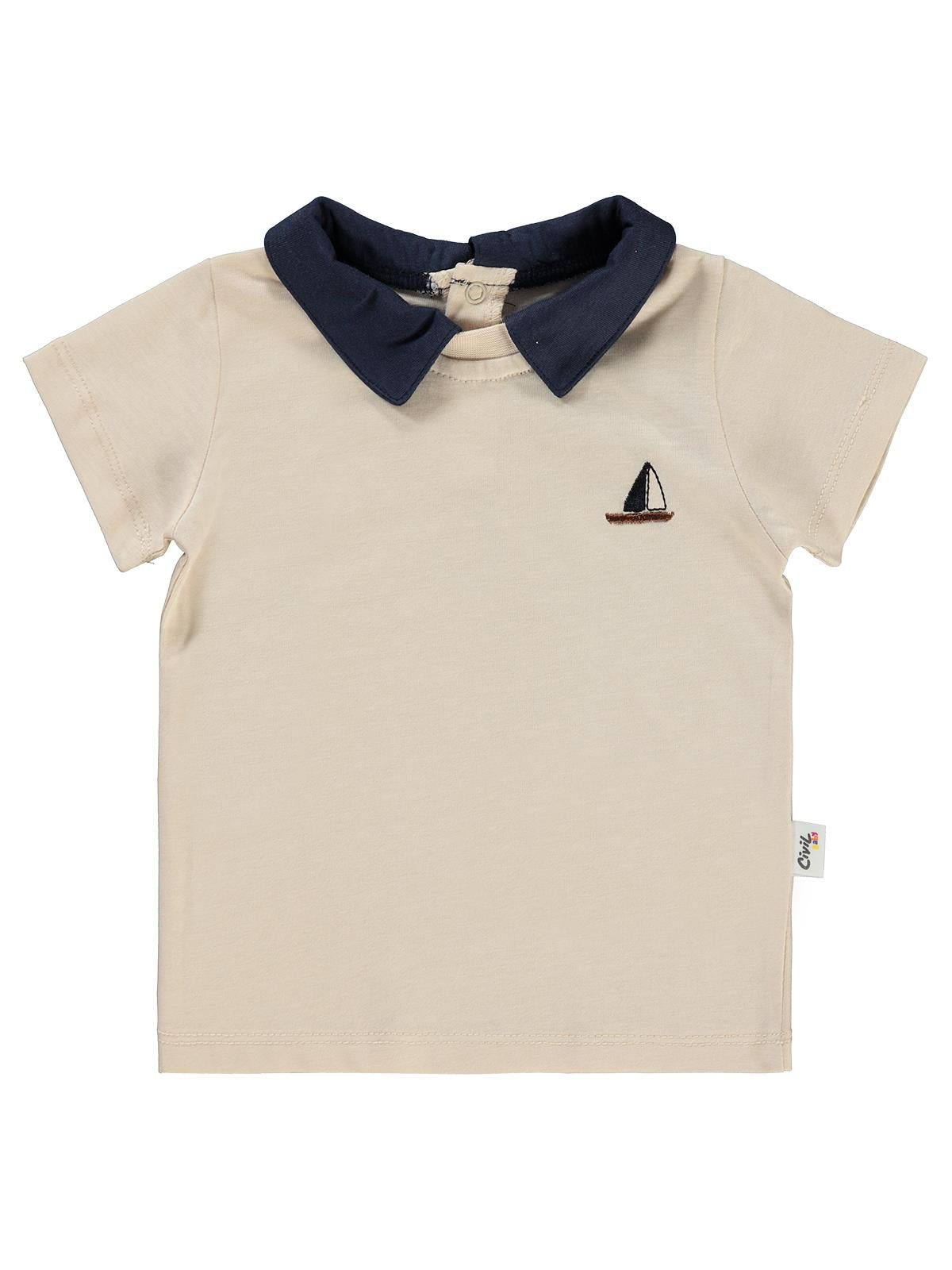 Civil Baby Yelken Nakışlı 6-18 Ay Tişört - Bej