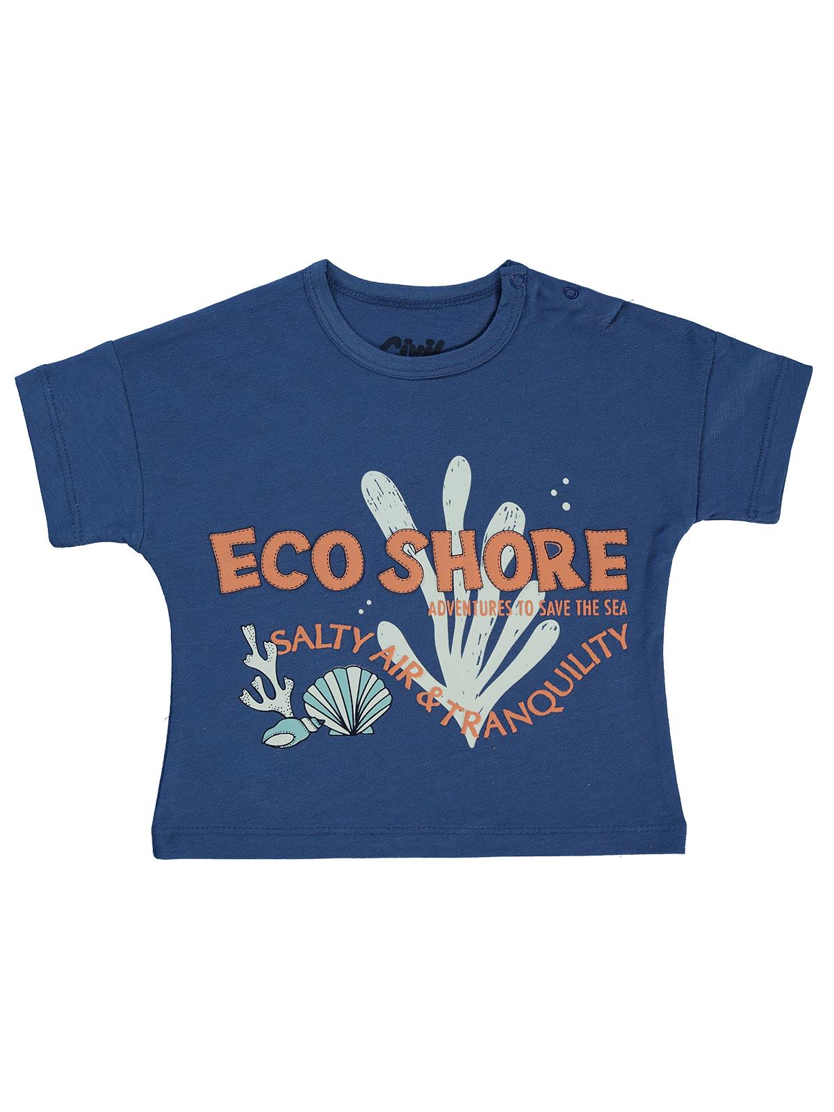 Civil Baby Baskılı 6-18 Ay Tişört - Lacivert