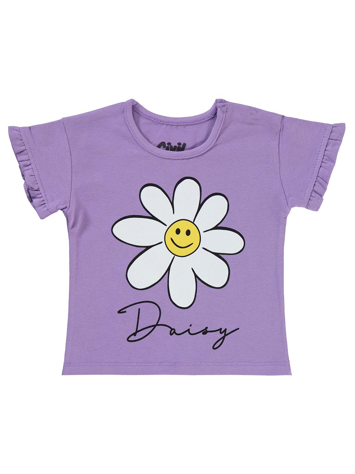 Civil Baby Papatyalı 6-18 Ay Tişört - Lila