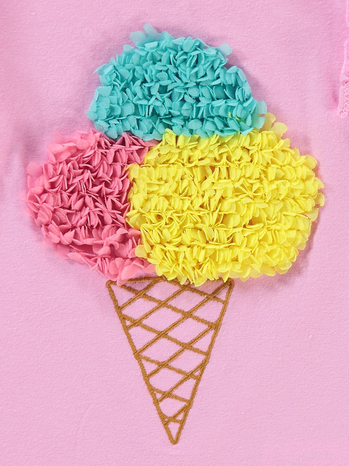 Civil Girls Dondurma Lase Nakışlı 2-5 Yaş Tişört - Pembe