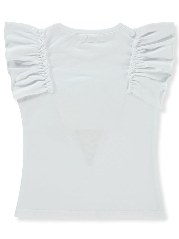 Civil Girls Dondurma Lase Nakışlı 2-5 Yaş Tişört - Beyaz