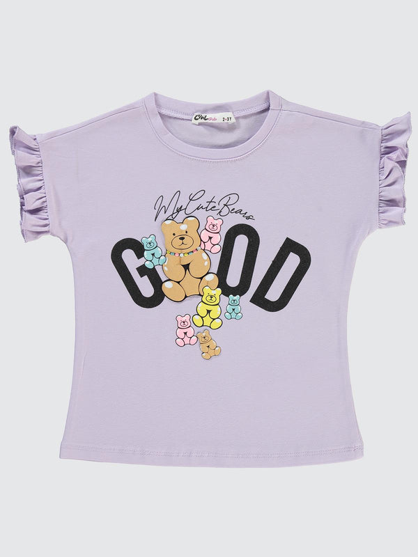 Civil Girls Ayıcık Baskılı 2-5 Yaş Tişört - Lila