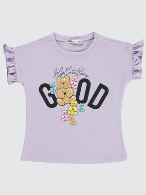 Civil Girls Ayıcık Baskılı 2-5 Yaş Tişört - Lila