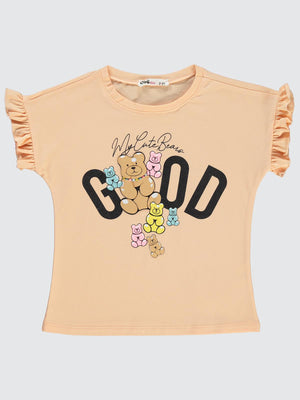 Civil Girls Ayıcık Baskılı 2-5 Yaş Tişört - Turuncu