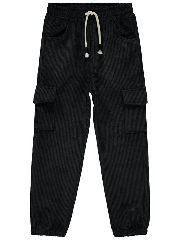 Civil Girls Kargo Cepli Kadife 10-13 Yaş Pantolon - Siyah