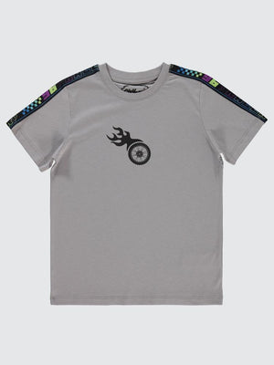 Civil Boys Tekerlek Baskılı 10-13 Yaş Tişört - Gri