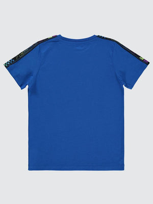 Civil Boys Tekerlek Baskılı 10-13 Yaş Tişört - Mavi