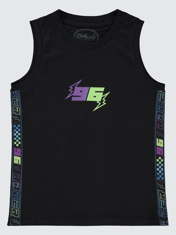 Civil Boys 96 Baskılı Sıfır Kol 6-9 Yaş Tişört - Siyah