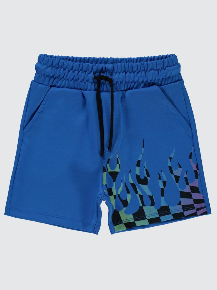 Civil Boys Dama Alev Baskılı 6-9 Yaş Şort - Mavi