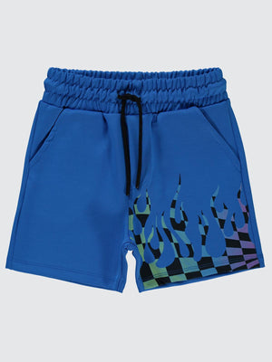 Civil Boys Dama Alev Baskılı 6-9 Yaş Şort - Mavi