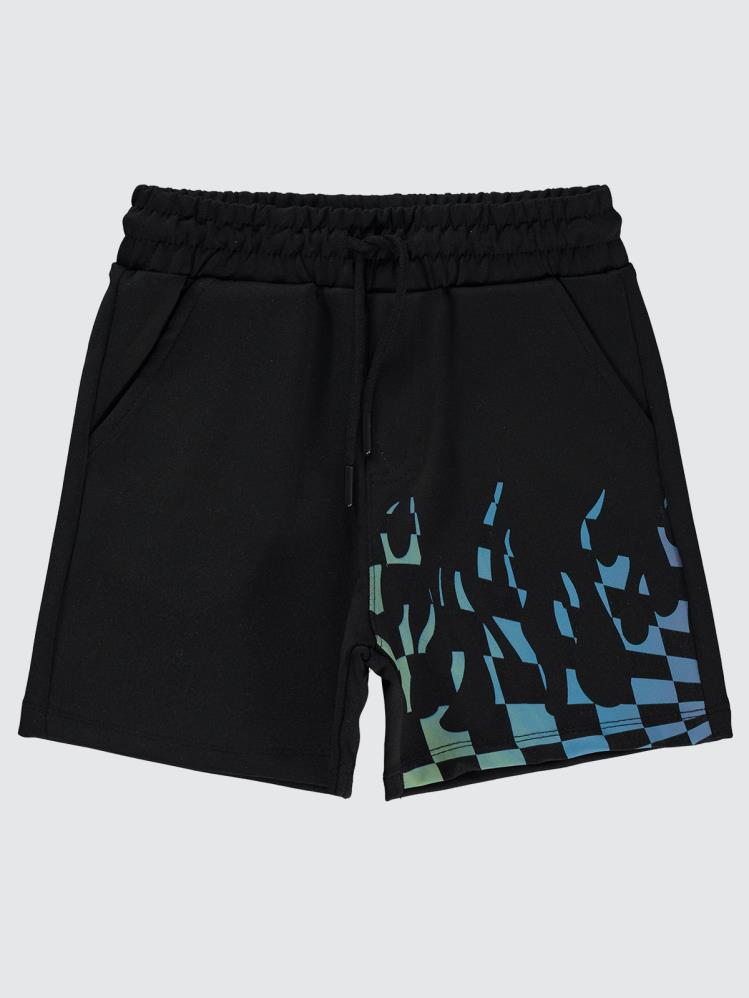 Civil Boys Dama Alev Baskılı 10-13 Yaş Şort - Siyah