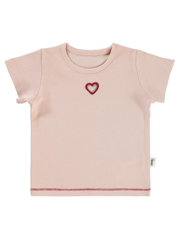 Civil Baby Kalp Lazer Kesim 6-18 Ay Tişört - Pudra
