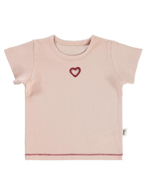 Civil Baby Kalp Lazer Kesim 6-18 Ay Tişört - Pudra