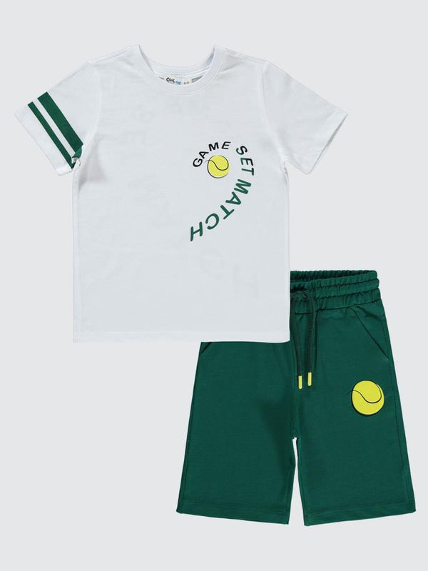 Civil Boys Tenis Baskılı Kaprili Takım 6-9 Yaş Takım - Yeşil