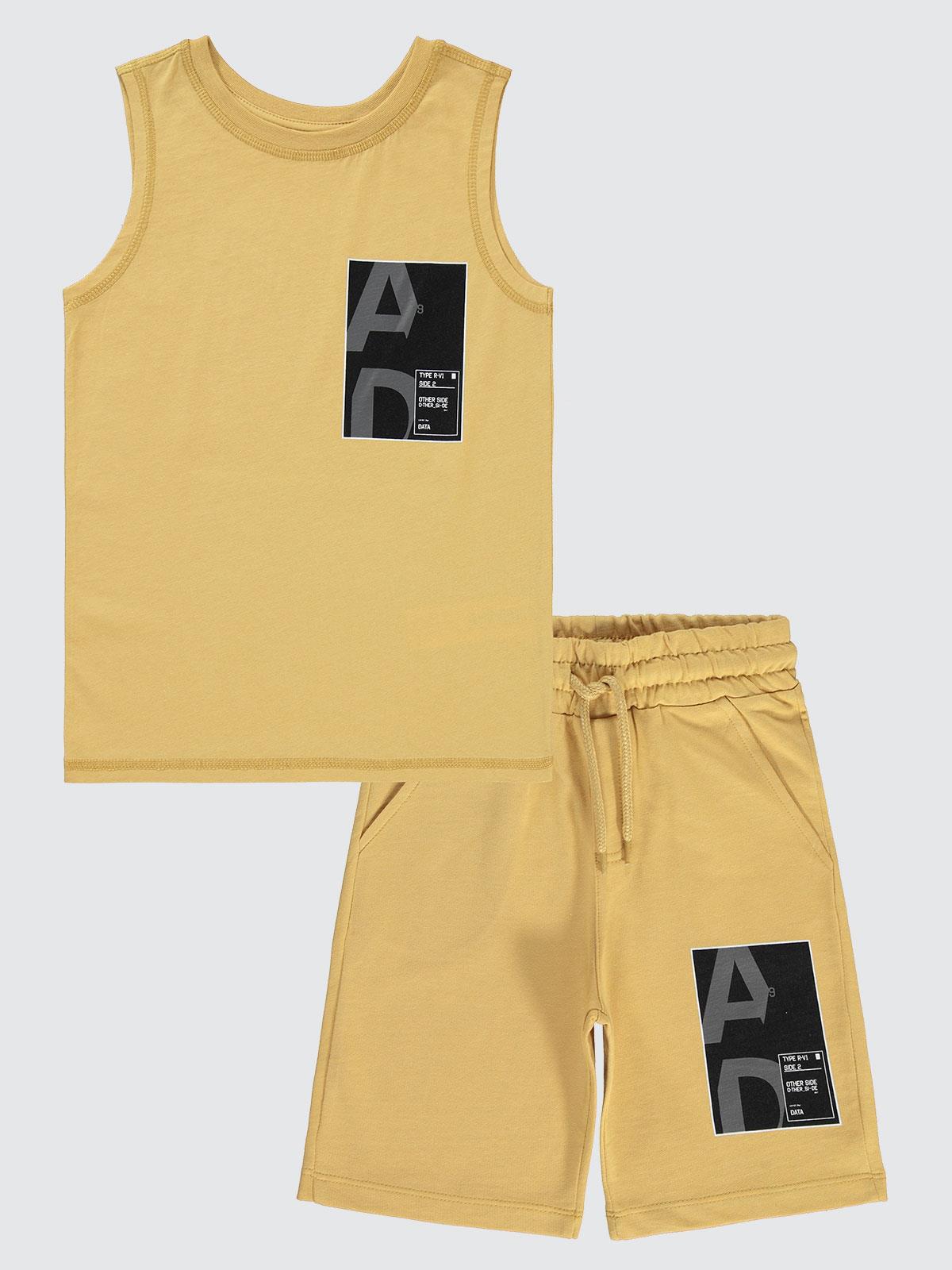 Civil Boys Type Baskılı Kaprili 6-9 Yaş Takım - Bej