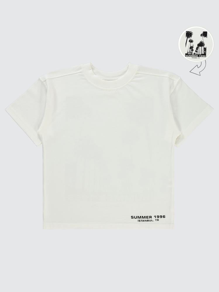 Civil Boys Summer Baskılı Oversıze 6-9 Yaş Tişört - Ekru