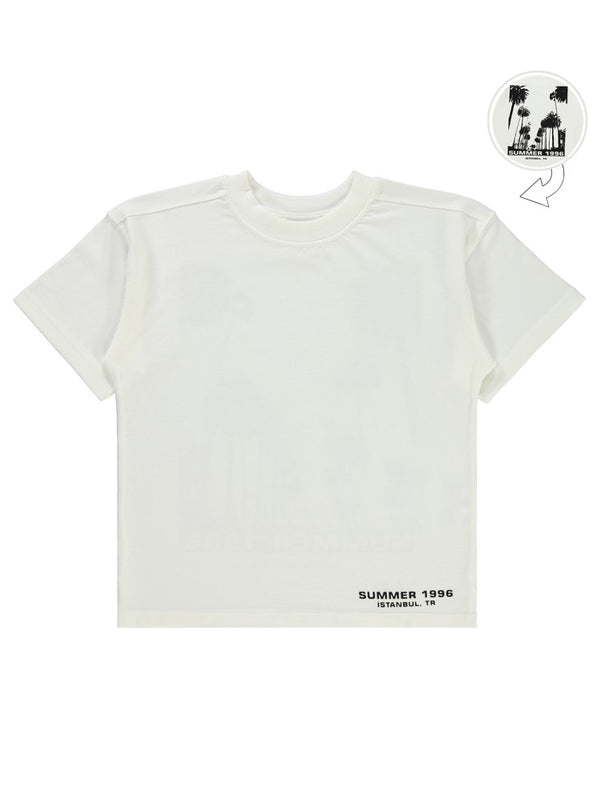 Civil Boys Summer Baskılı Oversıze 10-13 Yaş Tişört - Ekru