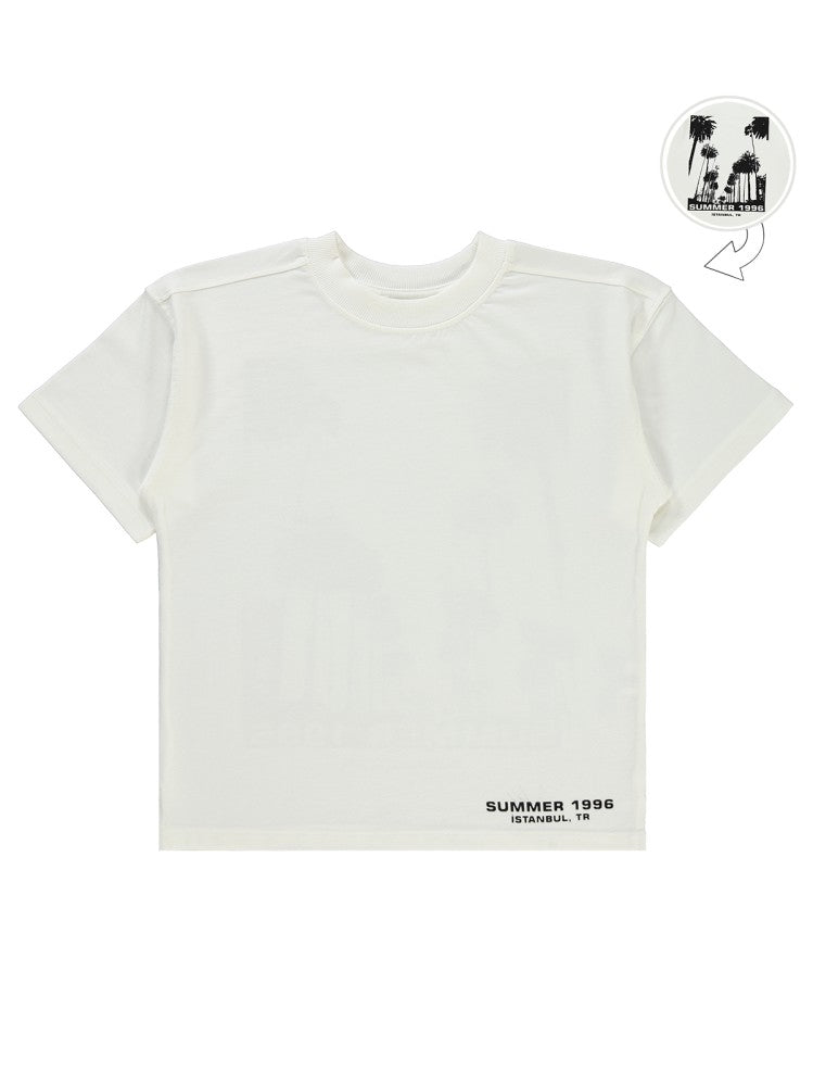 Civil Boys Summer Baskılı Oversıze 10-13 Yaş Tişört - Ekru