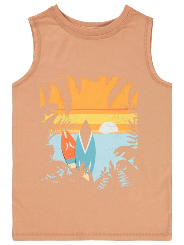 Civil Boys Surfboard Baskılı 10-13 Yaş Tişört - Turuncu