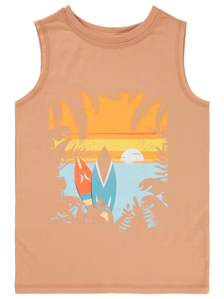 Civil Boys Surfboard Baskılı 10-13 Yaş Tişört - Turuncu