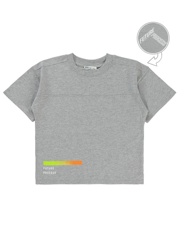 Civil Boys Future Baskılı Oversize 10-13 Yaş Tişört - Gri
