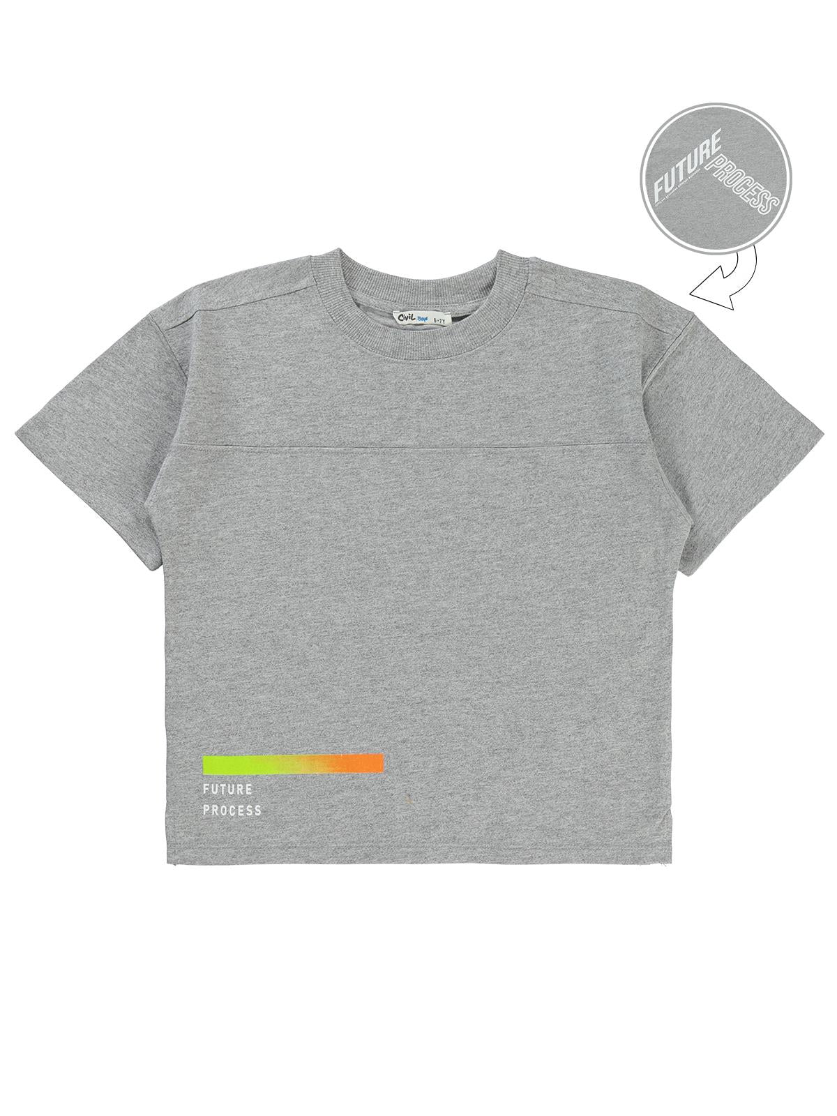 Civil Boys Future Baskılı Oversize 10-13 Yaş Tişört - Gri