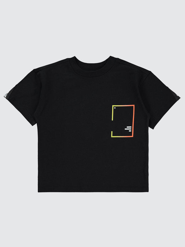 Civil Boys Şeritli Oversize 6-9 Yaş Tişört - Siyah