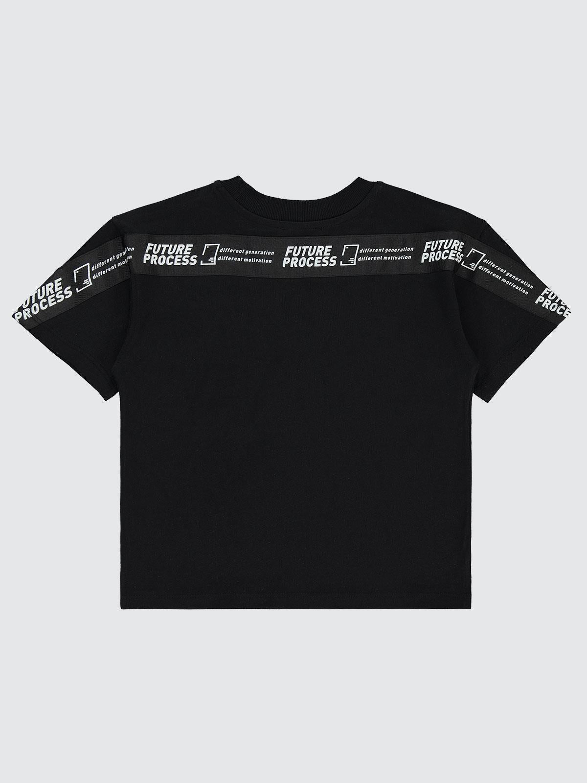 Civil Boys Şeritli Oversize 6-9 Yaş Tişört - Siyah